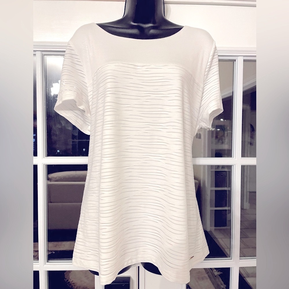 NWT | 449 Calvin Klein| Beautiful Flattering Women's Stretch Textured Shirt Top - Picture 12 of 12
